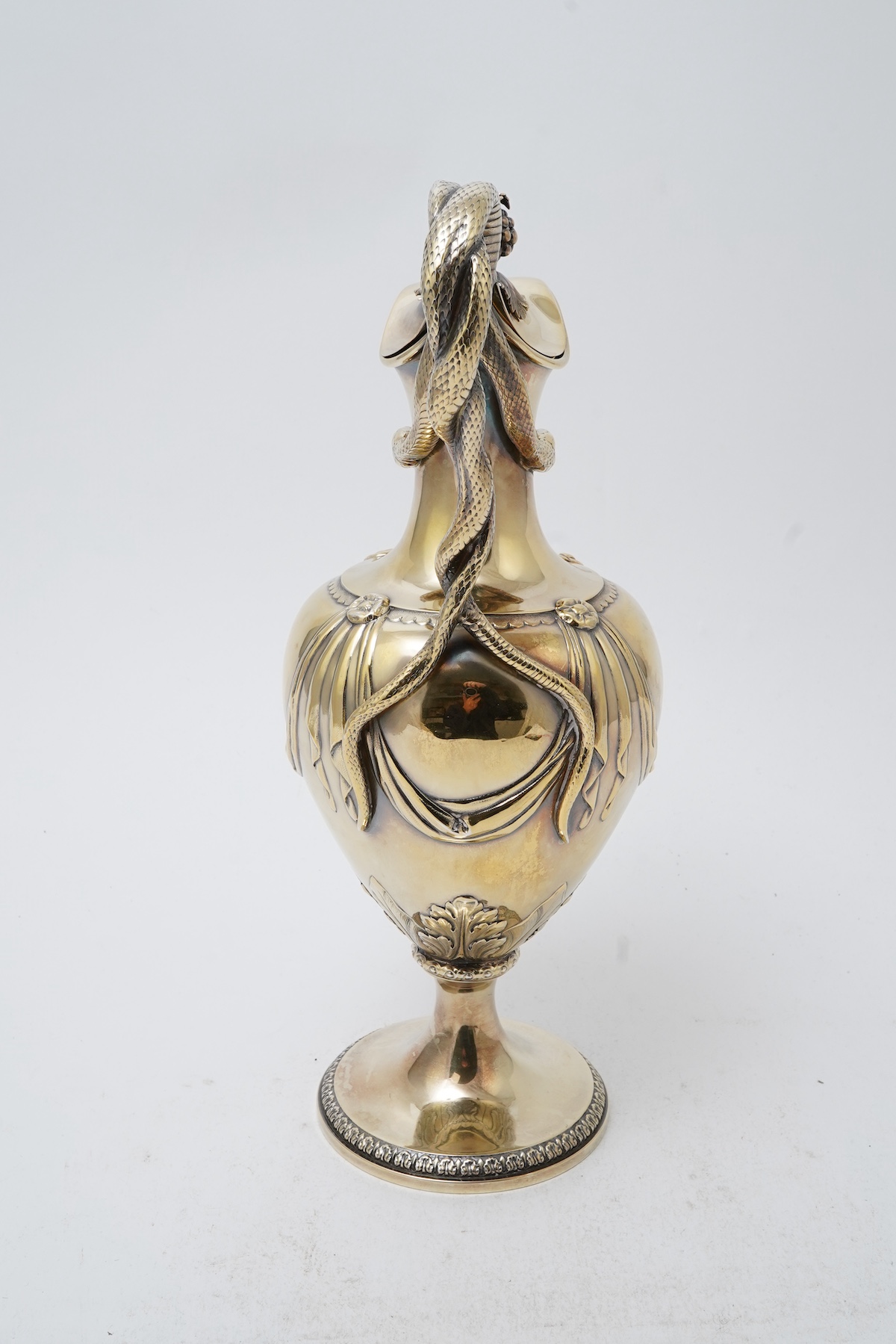 A good Victorian silver gilt pedestal claret jug by Hunt & Roskell, late Storr & Mortimer
